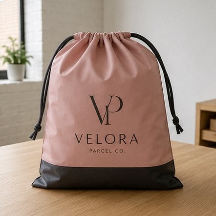 Double-Drawstring Poly Mailer with custom branding